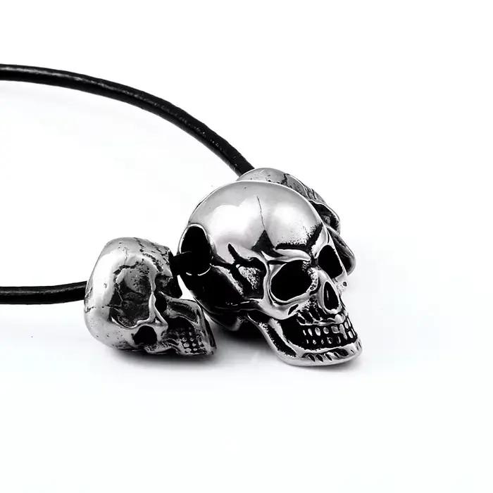 Beier conception Unique punk crâne haute qualité motard en acier inoxydable 316L pendentif collier bijoux LLBP8-216PX