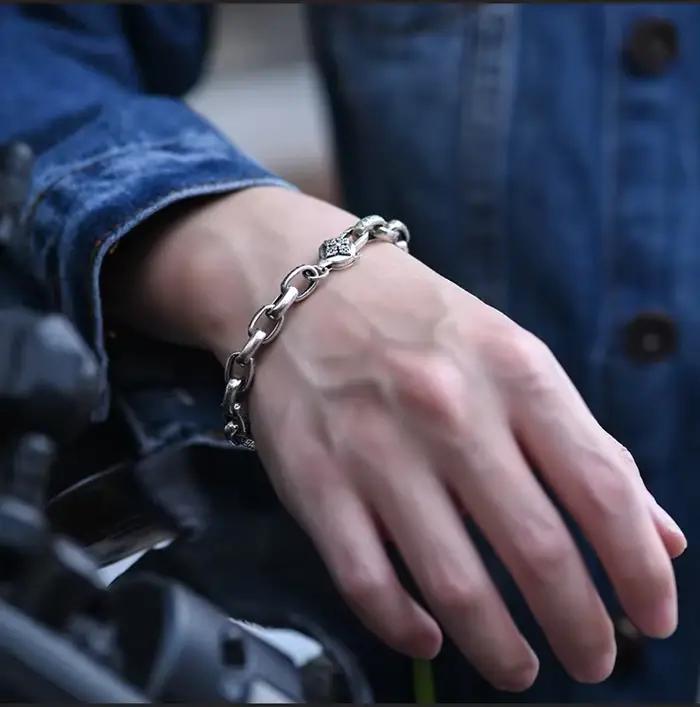 Prix d'usine - Bracelet en argent sterling S925 avec mantra à six caractères, de haute qualité, pour hommes et femmes, bijoux tendance rétro, cadeau