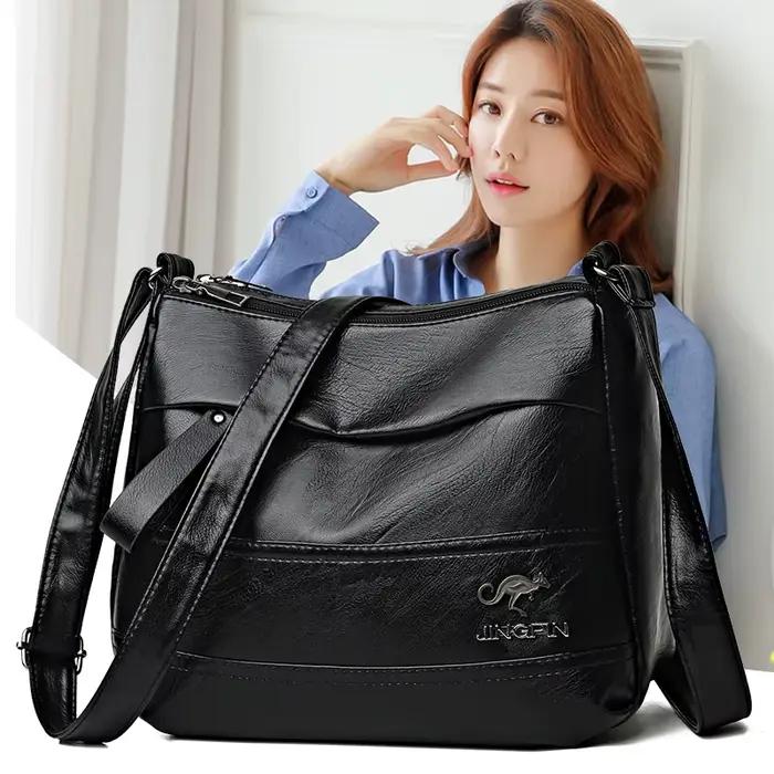 Sac à main asymétrique épaule dénudée en cuir élégant, sac de Shopping, nouvelle mode pour femmes, grain de peau de mouton, beau sac à bandoulière pour dames, 2024