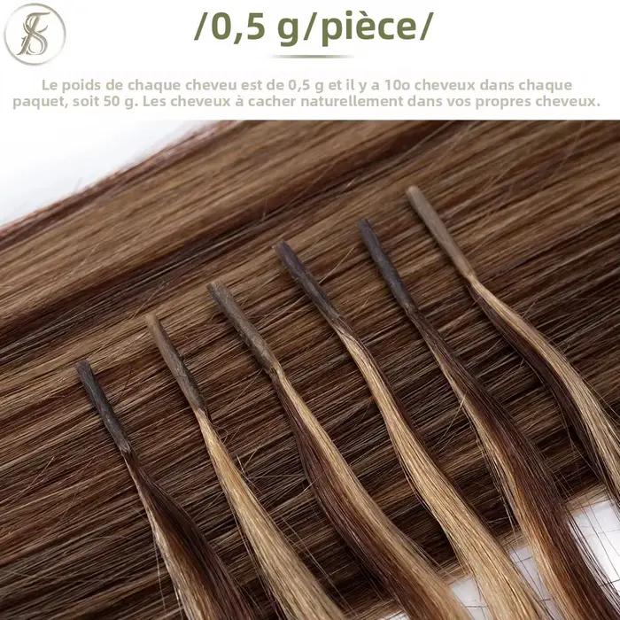 TESS 50g I conseils Extensions de cheveux vrais cheveux humains facile à coiffer bâton je pointe Extensions de cheveux humains pré-collées Extensions pour les femmes
