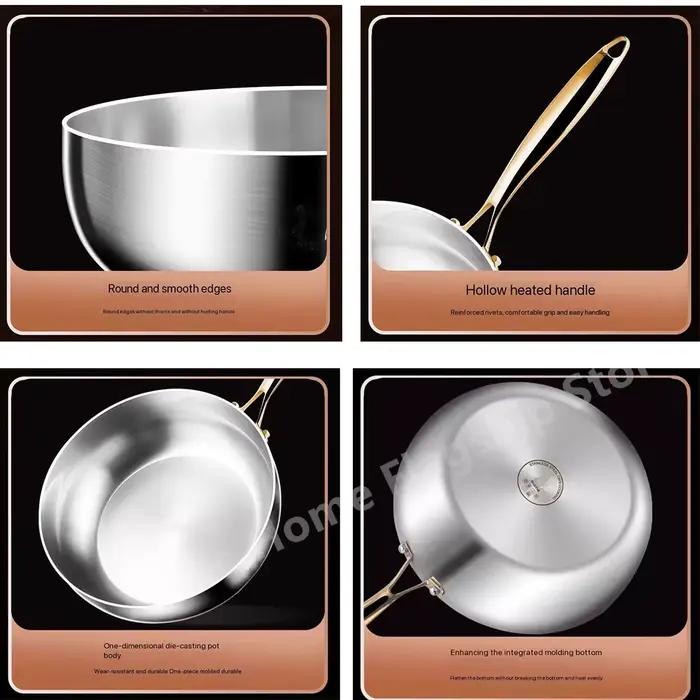 Poêle à frire en acier inoxydable 316, Wok non revêtu approfondie, poêle antiadhésive, cuisinière à gaz, cuisinière à Induction, ustensiles de cuisine universels