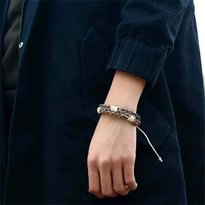 Bracelet en lin de coton tissé vintage pour hommes