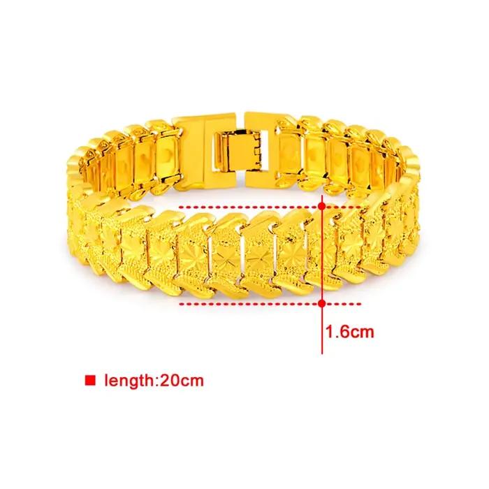 Bracelet en or jaune 24 carats pour femme et homme, plaqué or, forme de cœur, fleur de voiture, bijoux cadeaux, 16mm, nouveau