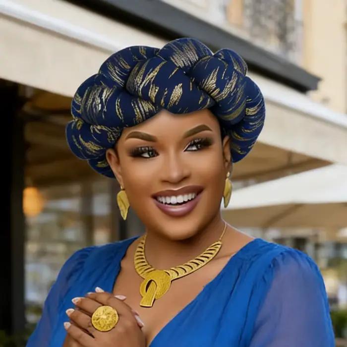 Bandeau tressé Super grand exagéré pour femmes, bandeau de cheveux, bandeau de fête, Turban brillant, couvre-chef, accessoires pour cheveux africains