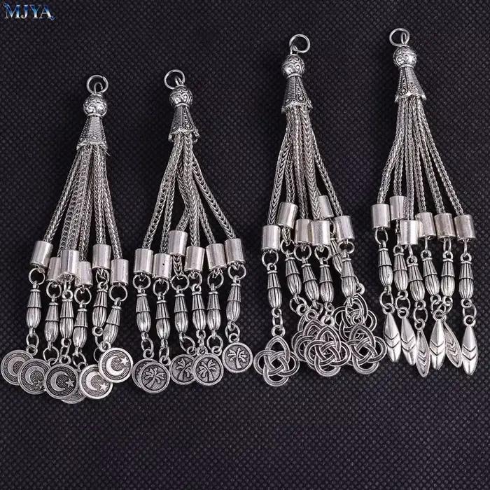 Pendentif long à pompon MJYA, breloque décorative ethnique pour la fabrication de bijoux, fournitures et accessoires pour la fabrication de chapelets religieux DIY
