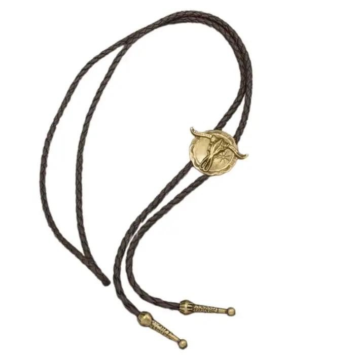 Collier bolo à tête taureau cowboy en nylon pour femmes audacieuses et décontractées, style Far West, idéal pour balades et soirées festives