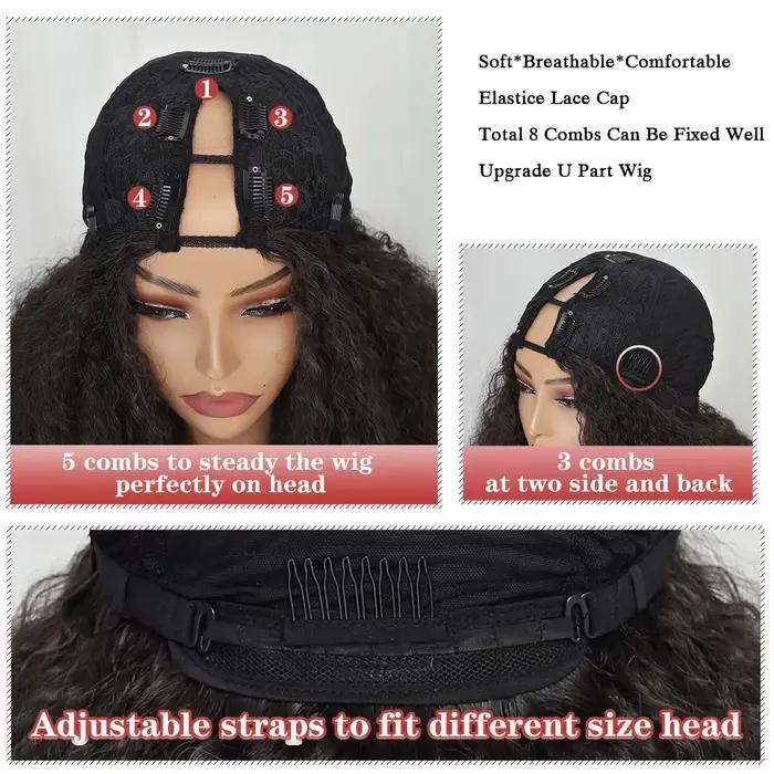 Perruque Afro bouclée en V avec boucles rebondissantes, cheveux synthétiques crépus lisses pour femmes, sans laisser, demi-perruque quotidienne, X-TRESS