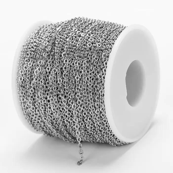 Chaînes croisées en forme de O en acier inoxydable, 10 mètres, 2 mètres, 1/1, 5/2mm, pour bricolage, collier, Bracelet, accessoires de fabrication de bijoux