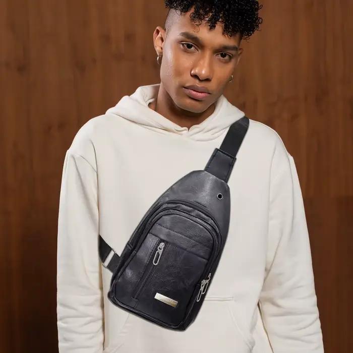 Nouveau sac de poitrine en cuir pour hommes multifonctionnel décontracté mode messager sac à bandoulière pour les Sports de plein air polyvalent sac à bandoulière