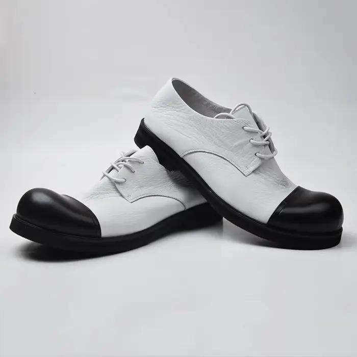 Chaussures en cuir véritable à tête ronde pour hommes, basses, aide, grand cuir chevelu, optique, astronomique, cuir souple, rétro, coiffeur, designer