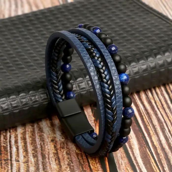 Bracelet en Cuir Tissé à la Main pour Homme