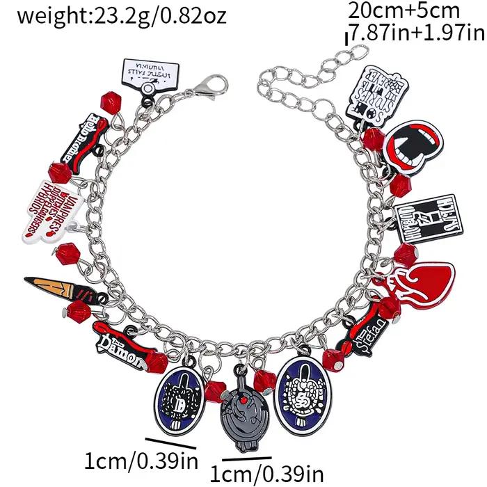 Bracelet à breloques The Vampire Diaries, personnages Damon et Stefan, thème Mystic Falls, bijoux fantaisie pour fans, cadeau