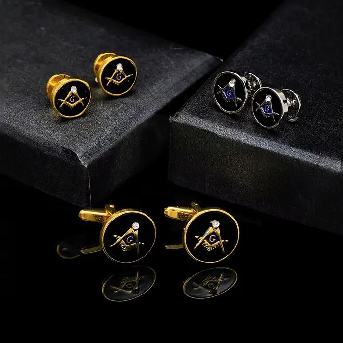 Levant de manchette en cristal avec logo maçonnique plaqué or argent titane bijou homme occasions spéciales