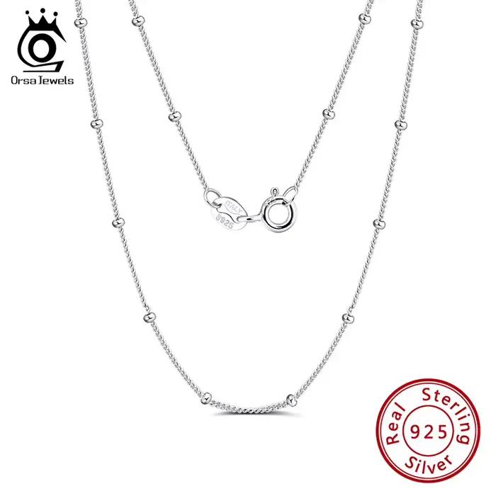 ORSA JEWELS – collier chaînes Satellite en argent Sterling 925 véritable, pour unisexe, chaîne de cou de 40 à 60cm, accessoires quotidiens SC22