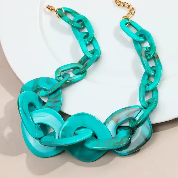 Collier ras du cou en acrylique Turquoise pour femmes et hommes
