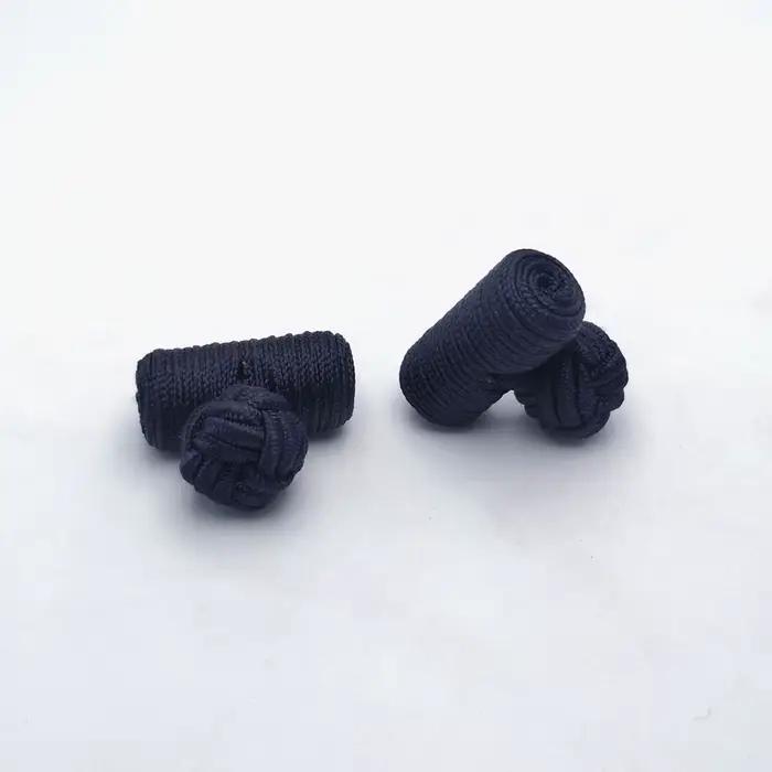 HUISHI – boutons de manchette classiques haut de gamme pour hommes, faits à la main, Double corde, nœud boule, forme ronde, tissu élastique multicolore