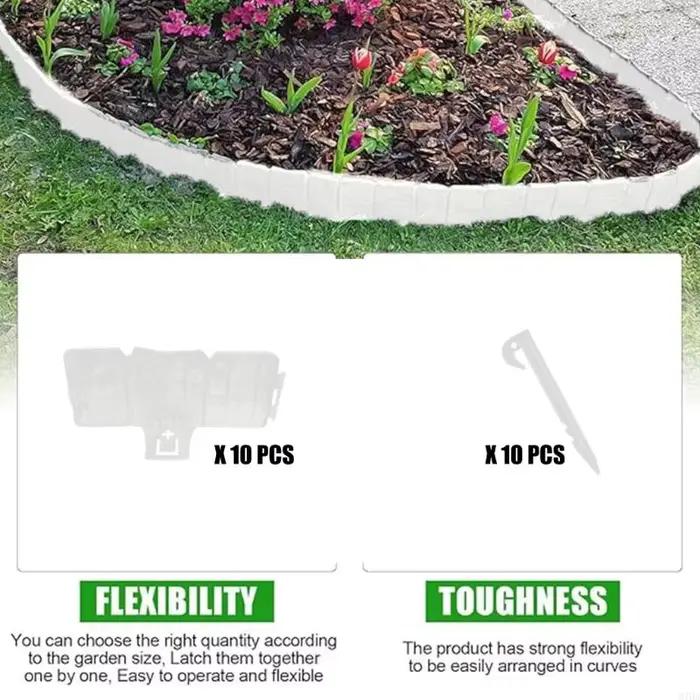 Bordure jardin en plastique, bordure paysage, pour parterre fleurs, panneaux à pointes d'ancrage latéral, bordure en