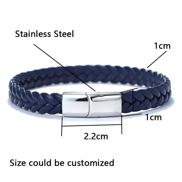 Bracelet en acier inoxydable pour hommes, tressé à la main, en cuir, cadeau pour petit ami, accessoires masculins, bijoux Punk, Pulseras Mujer Joias