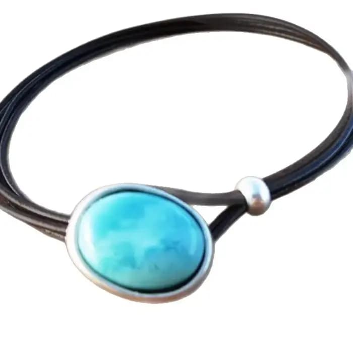 Collier chaîne de clavicule créatif en cuir turquoise