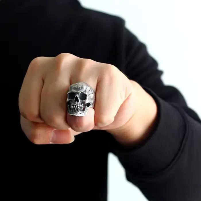 RapDuty-Bague tête de mort punk pour homme