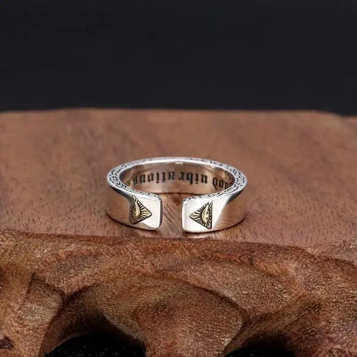 Anneau en cuivre Oeil d'Horus vintage pour hommes et femmes, symbole de sagesse et de protection, bijou rock punk et motard pour occasions spéciales