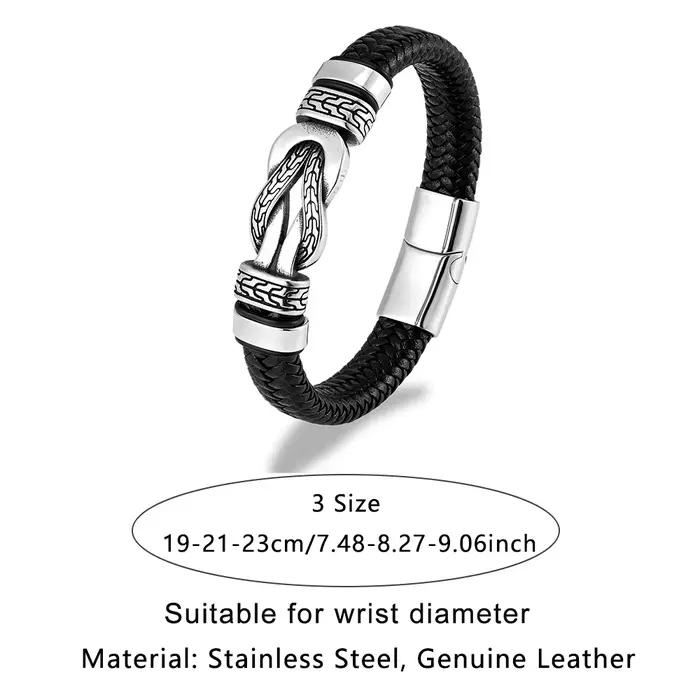 Bracelet en cuir vintage avec symbole de l'infini pour homme