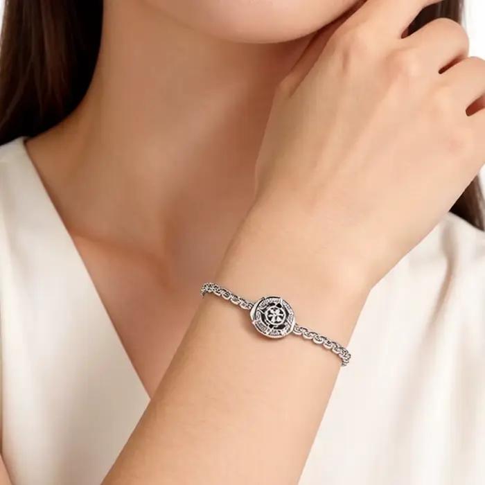 Perles en argent regardé 925 calendrier maya pour hommes et femmes, bijoux fins, cadeau vintage, karma, accessoires européens