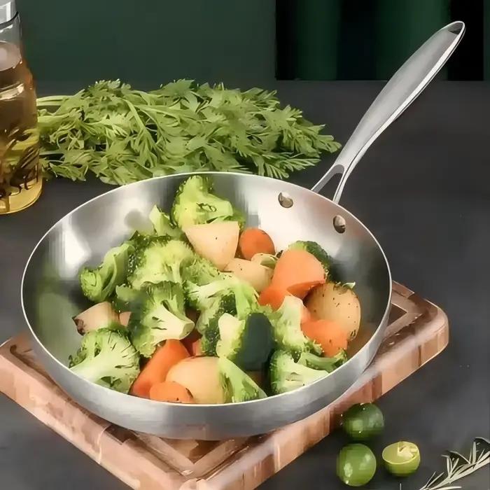 Poêle antiadhésive en acier inoxydable 304, pour frire le Steak, ustensiles de cuisine non revêtus, adaptés aux cuisinières à gaz et aux cuisinières à Induction