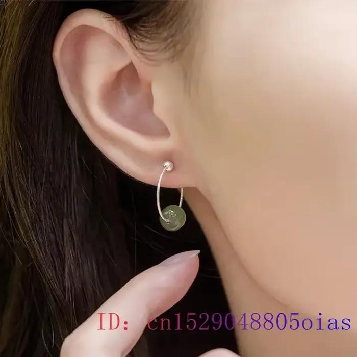 Boucles d'oreilles en Jade pour femmes, accessoires de styliste chinois, pierre naturelle porte-bonheur, bijoux à la mode, pierres précieuses, amulette, breloques