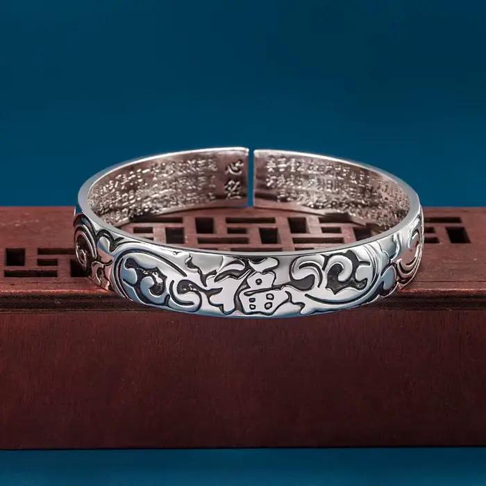 Bracelet en argent Sterling 925 en relief, mode créative, bénédiction, cadeau d'anniversaire