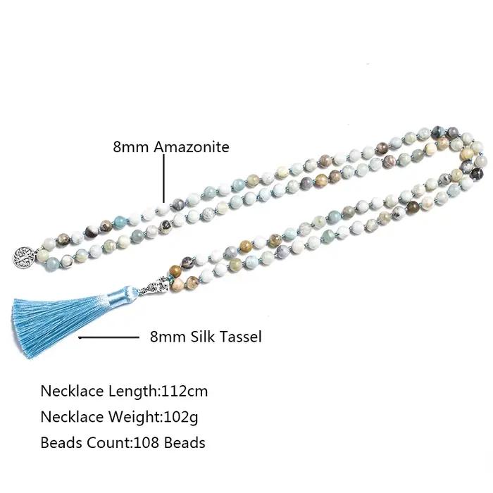 Collier Japamala en Amazonite Naturelle 8mm
