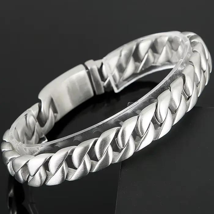 Bracelet homme brossé pour hommes 12MM mat solide acier inoxydable