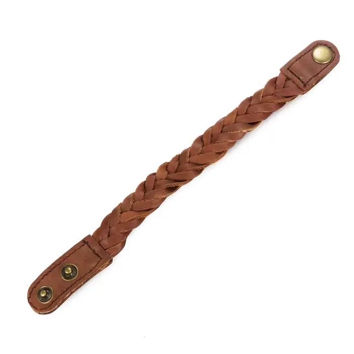 Bracelet Vintage en cuir véritable tressé pour hommes et femmes, bracelet large style punk, chaîne en corde marron, accessoires de bijoux