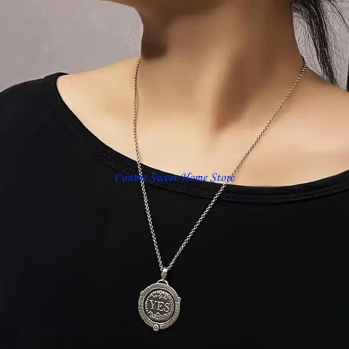 LXAF – collier avec pendentif en forme pièce monnaie rotative
