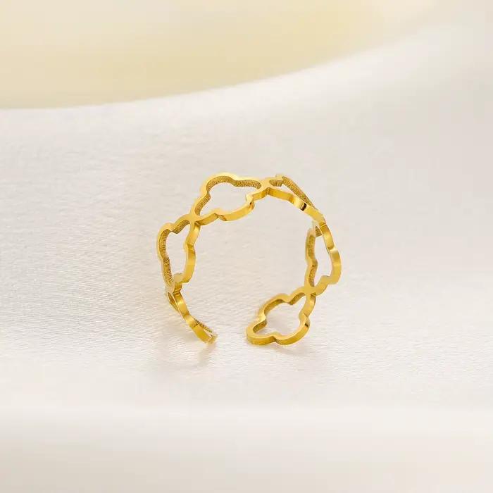 CARLIDANA-Bague en Titane Plaqué Or 18K pour Femme, Bijoux TarjuvenFree, Accessoires de Mode, Acier Inoxydable, Fleur Creuse Everver