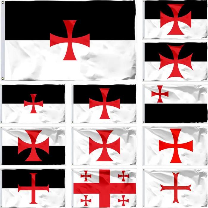 Drapeau croisé des chevaliers templiers, drapeau religieux, nouveau, 3x5 pieds, Polyester 100D, 90x150 cm, 3x5 pieds, impression Double face