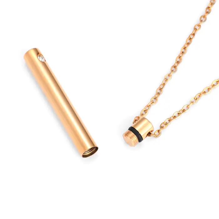Collier d'urne pour cendres, collier de crémation personnalisé en acier inoxydable, cylindre avec pendentif commémoratif en cristal, livraison directe