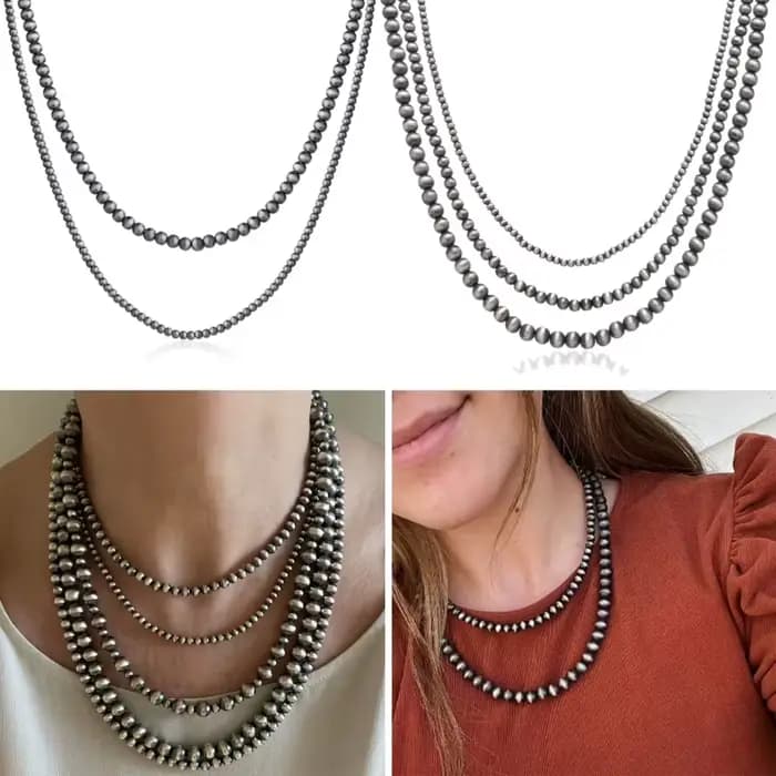 Collier Vintage perles grises