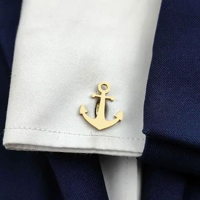Boutons de manchette Ancre pour hommes, pour poignets de chemise, de haute qualité, classiques, nautiques, Ancre USN Navy, Relojes Gemelos
