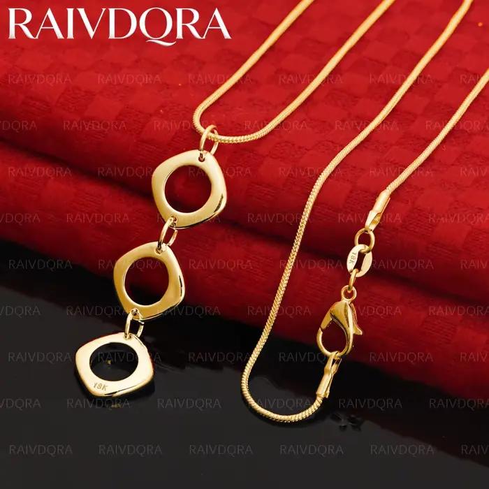 Collier à trois cercles plaqué or 18 carats bijou mode pour hommes et femmes occasions spéciales fiançailles mariage