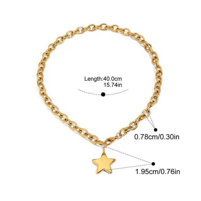 Yori – collier avec pendentif étoile à cinq branches, poli, délicat, plaqué or 18 carats, polyvalent, bijoux quotidiens, cadeau, vente en gros