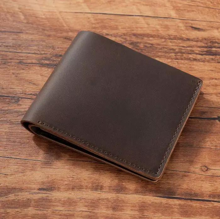 portefeuille homme en cuir véritable pour hommes, fait à la main, Slim Breif hommes, portefeuilles courts Vintage rétro fait à la main, sacs d'argent