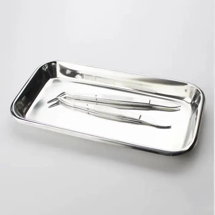 Plateau de cuisine carré en acier inoxydable, plateau de rangement, outil médical dentaire, tatouage des ongles, dispositif médical dentaire, fournitures, plateau plat 1/2 pièces