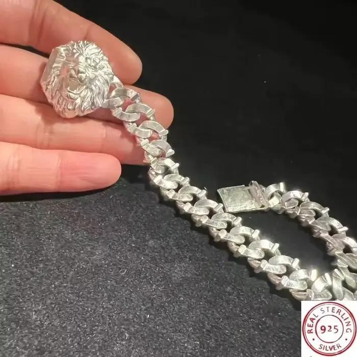 Bracelet vintage tête de lion, style audacieux, bijoux polyvalents unisexes pour couple et joli cadeau