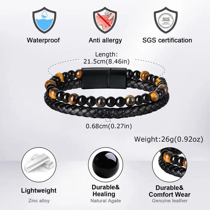 Bracelet en cuir élégant pour hommes et garçons