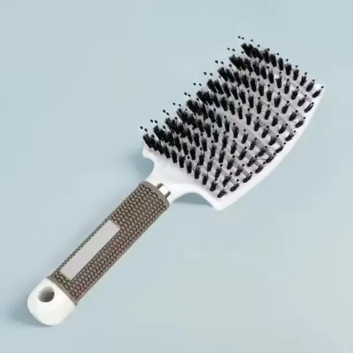 1 brosse démêlante en poils naturels et nylon avec peigne de massage du cuir chevelu - Idéale pour tous types de cheveux, brosse de nettoyage incluse