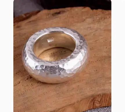 Bagues martelées en argent pur 999 faites à la main pour couples, matiques personnalisées pour hommes, 10g-100g
