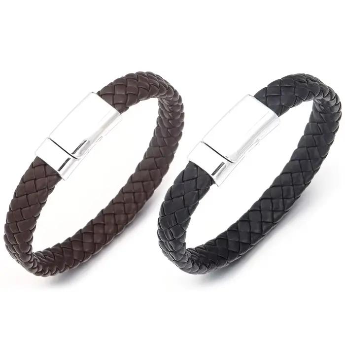 Bracelet en corde de cuir tissé Simple
