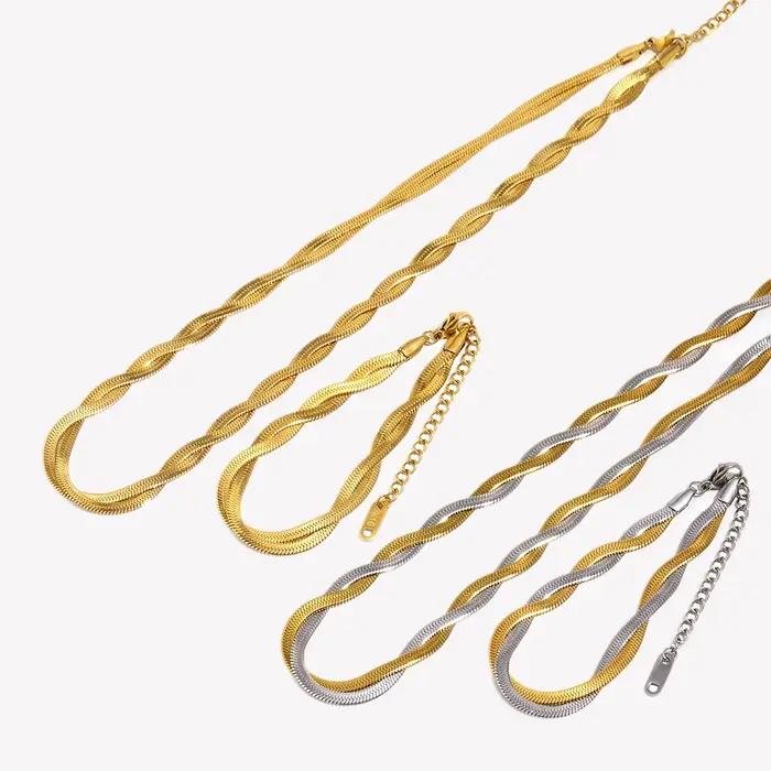 E.B.belle – collier ras du cou tressé en os de poisson pour femme, couleur or et argent, boutique officielle, bijoux en acier inoxydable