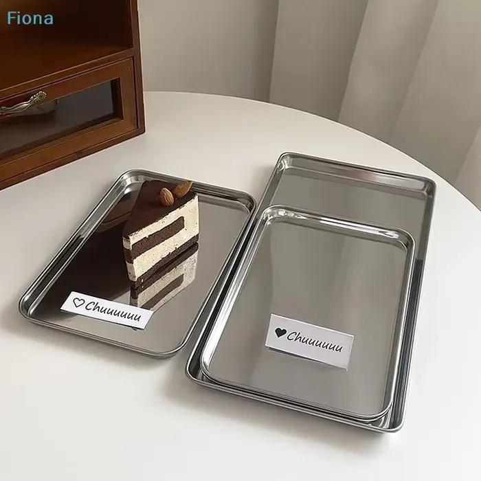 ♤ Plateau de service en acier inoxydable - Plateau métallique minimaliste pour la présentation de nourriture et de boissons à la maison ou lors de fêtes